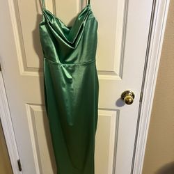 Teal Long Dress with Slit