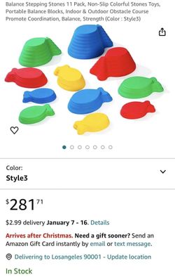 Balance Stepping Stones 11 Pack, Non-Slip Colorful Stones Toys, Portable Balance Blocks, Indoor & Outdoor Obstacle Course Promote Coordination, Balanc
