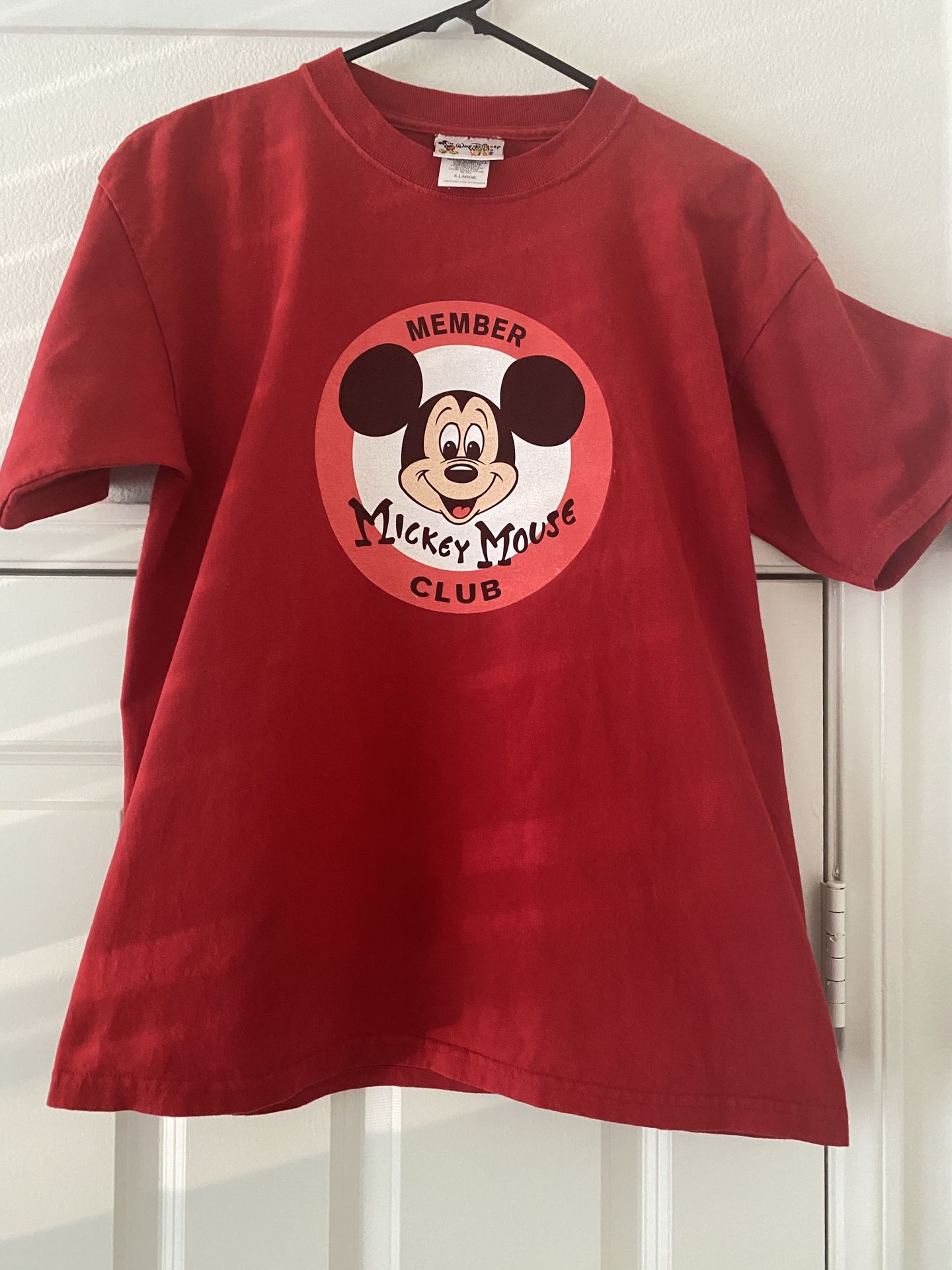 Mickey Mouse Club Member Red Shirt Walt Disney World Kids Length 27 Inches Pit to Pit 21 Inches