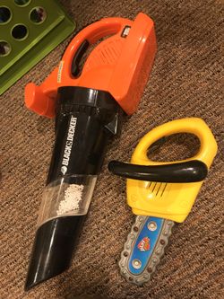 Leaf blower, sort and match bolts, play right light up and sound chain saw toy