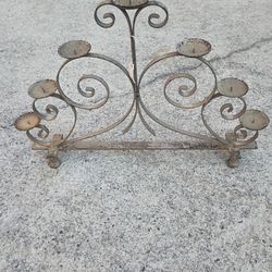 $265.00 Vintage Wrought Iron 1920s Candlestick Holder With Circular Feet
