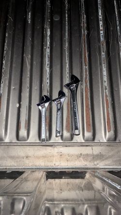 2 stanley adjustable wrenches 6 in and 8 in and husky adjustable wrench 6 in