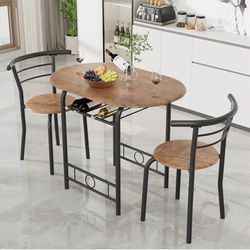 3 Pieces Dining Set Breakfast Table Set Space Saving Wooden Chairs and Table Set, for Dining, Office and Living Spaces of Home,for Small Spaces