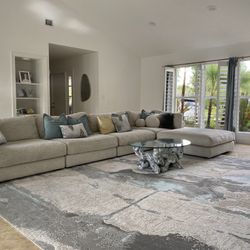 10x13 Blue Silver Cream Area Rug