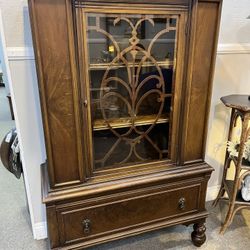 ANTIQUE CHINA HUTCH CABINET 1920s Solid Wood 