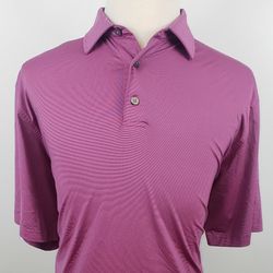 Footjoy FJ  Mens Large 3 Button Burgundy Golf Polo Casual Shirt Embroidered