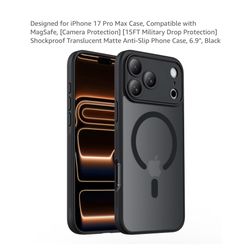 Brand new iPhone 17 Pro Max Case, Compatible with MagSafe, [Camera Protection] [15FT Military Drop Protection] Shockproof Translucent Matte Anti-Slip 