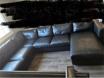 Leather couch with large storage