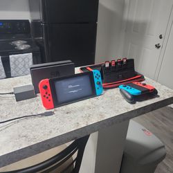 Nintendo Switch With Case, Extra Controller, And Games