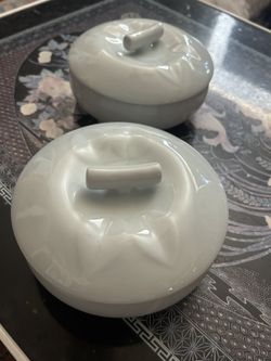 Celadon Porcelain Lidded Bowl Set (Pair)
