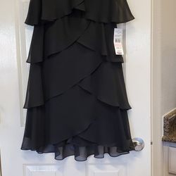 S.L. Fashions Black Frilly Ruffle Party Dress Sleeveless Size 10 New With Tags