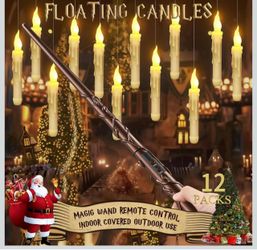 Harry Floating Battery Operated Flameless Hanging Candle Lights with Potter Magic Wand Remote, Floating Candles with Remote, Hanging Decor for Home Cl