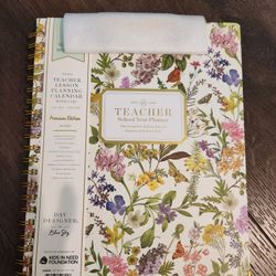 New Day Designer 8.5"x11" 2025-2026 Weekly/Monthly Wirebound Teacher Lesson Planner Clipboard Hardcover Butterfly Garden