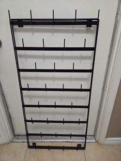 Black Metal Wall-Mount Coffee Mug Organizer Rack