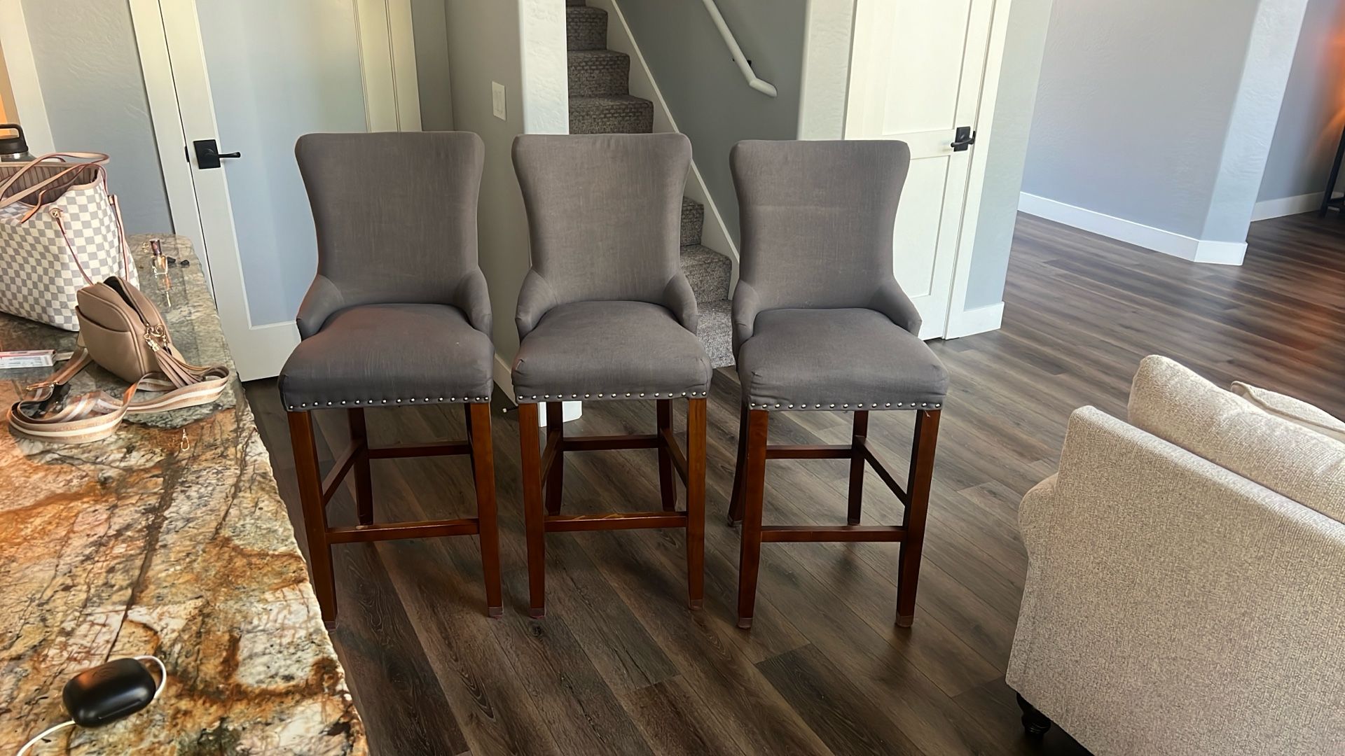 3 30” Gray Barstools