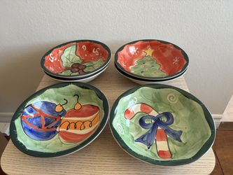 Vintage Studio 33 Christmas/Holiday Ceramic Bowls plates - Set of 6