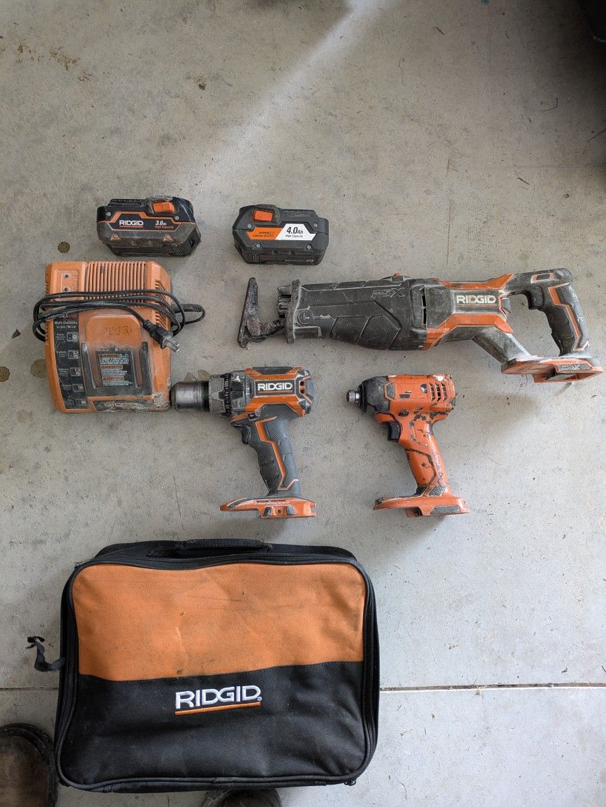 Ridgid Tools Battery And Sawzall Drill Impact