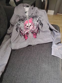 Cute Crop Zip up Sweatshirt. Grey