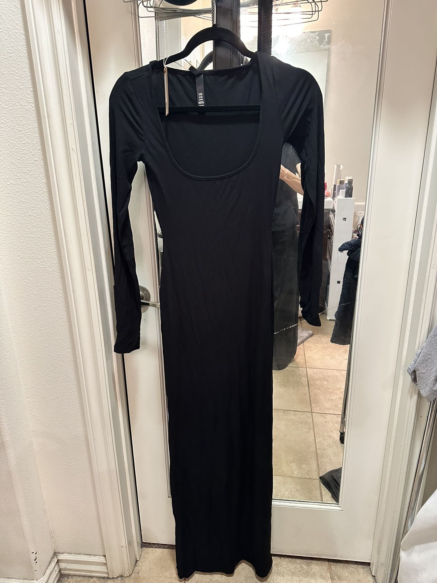 Skims Ribbed Black Long Sleeve Dress Dresses Skims Ribbed Black Long Sleeve Dress Dresses
