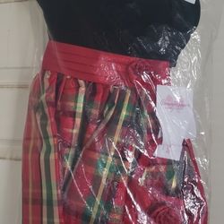 Bonnie Jean NEW! Black Velvet Red Gold Green Plaid Dress Size 3/3T