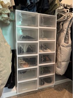 Stackable clear shoe organizers