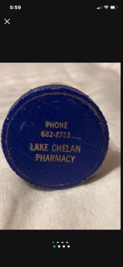 Vintage Lake Chelan Washington Pharmacy Plastic Prescription Bottle