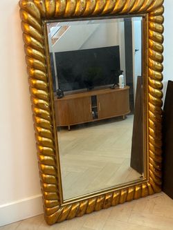 Large gold rope frame mirror