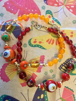 Italian glass beads & porcelain beads bracelets 🌿🌹🌿2 selling together 🇮🇹