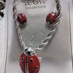 Necklace And Earring Ladybug 🐞 Pendant& Earring 