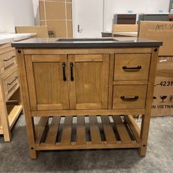 36" Bathroom Vanity Cabinet Stone Countertop(Open Box)