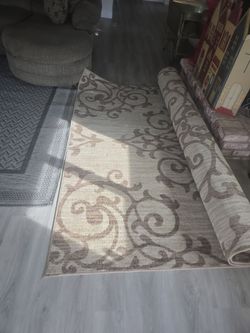 Large Area Rug with Scroll Floral Pattern