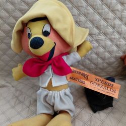Vintage Warner Bros. 1971 Speedy Gonzales 12" Plush Toy. White Suit, Yellow Hat