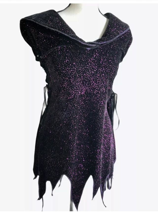 Witch Sexy Halloween Costume Adult Women’s 8 Black Purple Sparkly Dress