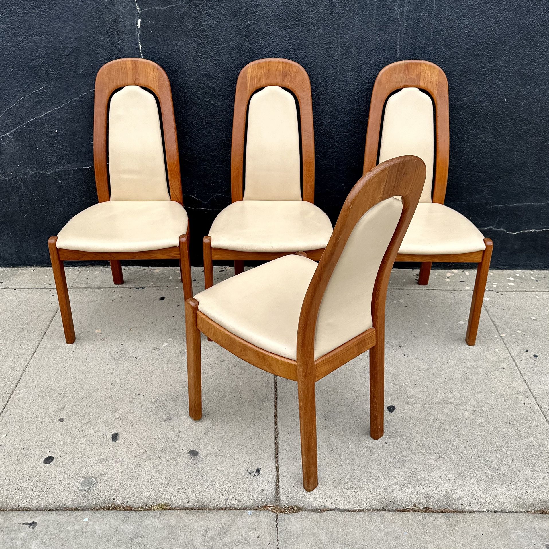 Vintage Danish Modern High Back Teak Dining Chairs