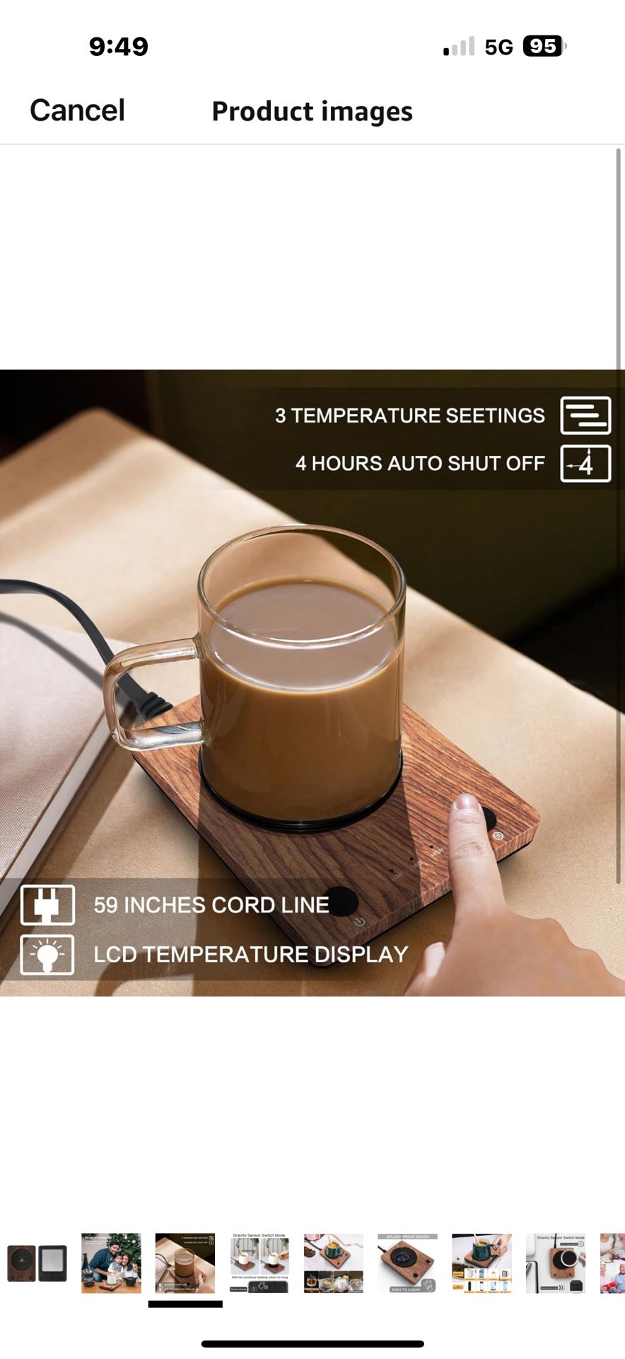 Wood 2-Pack) Coffee Mug Warmer for Desk, Electrie Coffee Cup Warmer with 3-Temp Settings, CupWarmer for Desk with Auto Shut Off After 4H Feature for W
