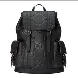 GUCCI Black Jumbo GG Leather Large Backpack Authentic