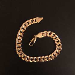 Men’s 14k Gold Plated Cuban Bracelet 9 Inches