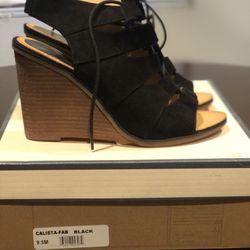 Melrose And Market Black Suede Wedges Size 9.5
