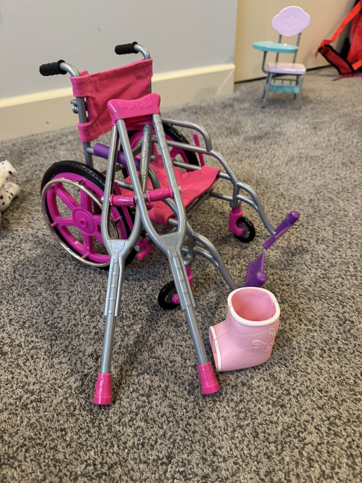 Wheelchair, Crutches And Cast For 18 Inch Doll 