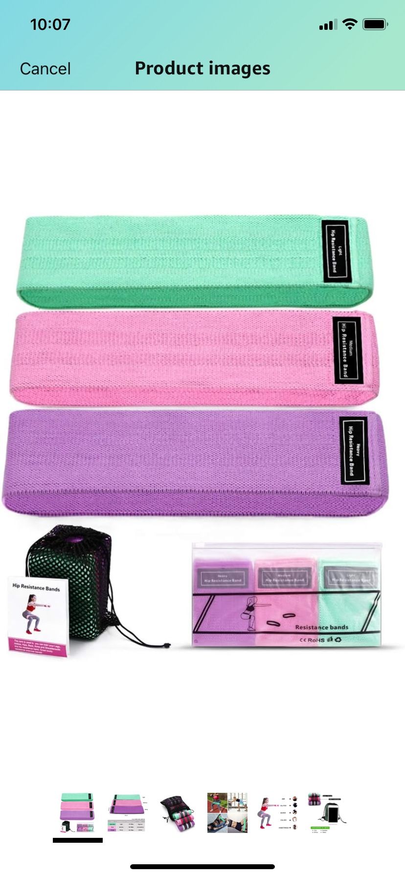 Resistance Bands, Exercise Bands for Legs and Butt, Non Slip Hip Workout Bands, Thick Fabric Booty Bands Set with 3 Resistance Loops, Stretch Fitness