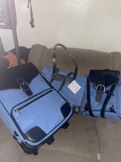 Vintage Blue Suede Suitcases Bundle