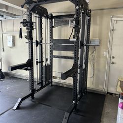 PRO SERIES Ultimate 3-1 Half Rack Functional Trainer w/Smith Machine Bar | 400lb Stack | Gym Equipment | Fitness | Commercial | Squat Rack 