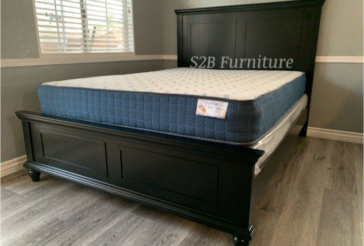 Ck Black Alina Bed With Ortho Mattress!