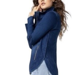Liverpool Jeans Company Curved Hem Denim Zip Up Jacket Size Medium