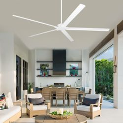 Parrot Uncle F8005WH 72" Matte White Outdoor DC Motor Ceiling Fan with Remote