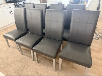 SET OF 8 GREY DINING CHAIRS