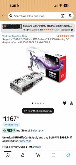 9070 oc sapphire Graphics card
