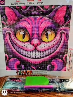 Chescheir Cat Alice in Wonderlan.  Diamond painting complete kit