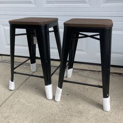 NEW!  (2) Metal /wood Bar Stools 