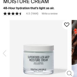 Youth To The People Superfood Air-Wip Moisture Cream Retail Value $72.00